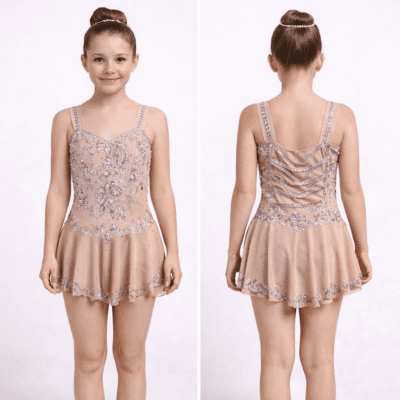 Ice Figure Skating dress/Twirling Leotard/Dance/tap costume Made to Fit NUDE