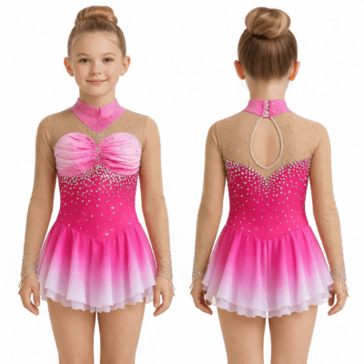 Custom made to measure Pink Ice skating/Twirling dress