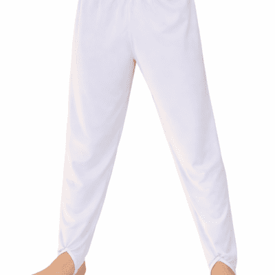 Boys/Mens Gymnastics Pants Stirrups Longs trousers - Plain White