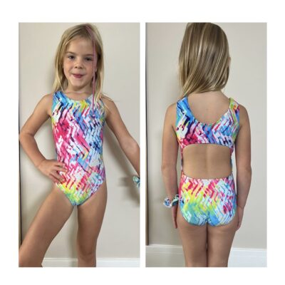 Zig-Zag Girls open back gymnastics/dance leotard  Rainbow