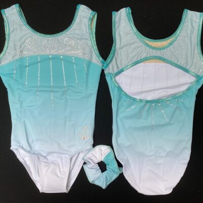 Mint Frost Girls Gymnastics leotard with Crystals