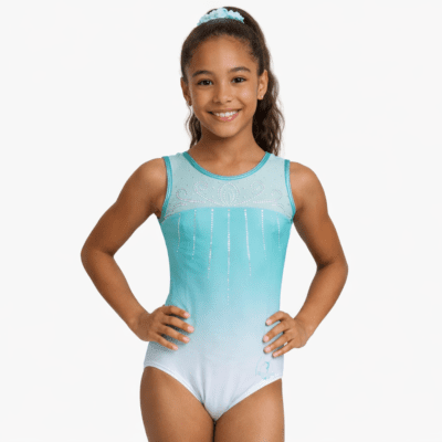 Mint Frost Girls Gymnastics leotard with Crystals