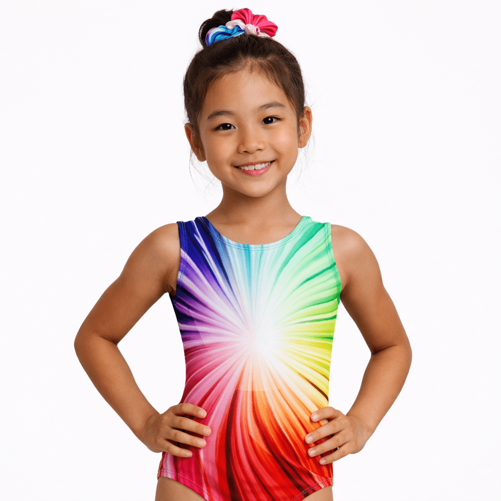 Pattie Girls Gymnastics leotard - Pastel Rainbow colours
