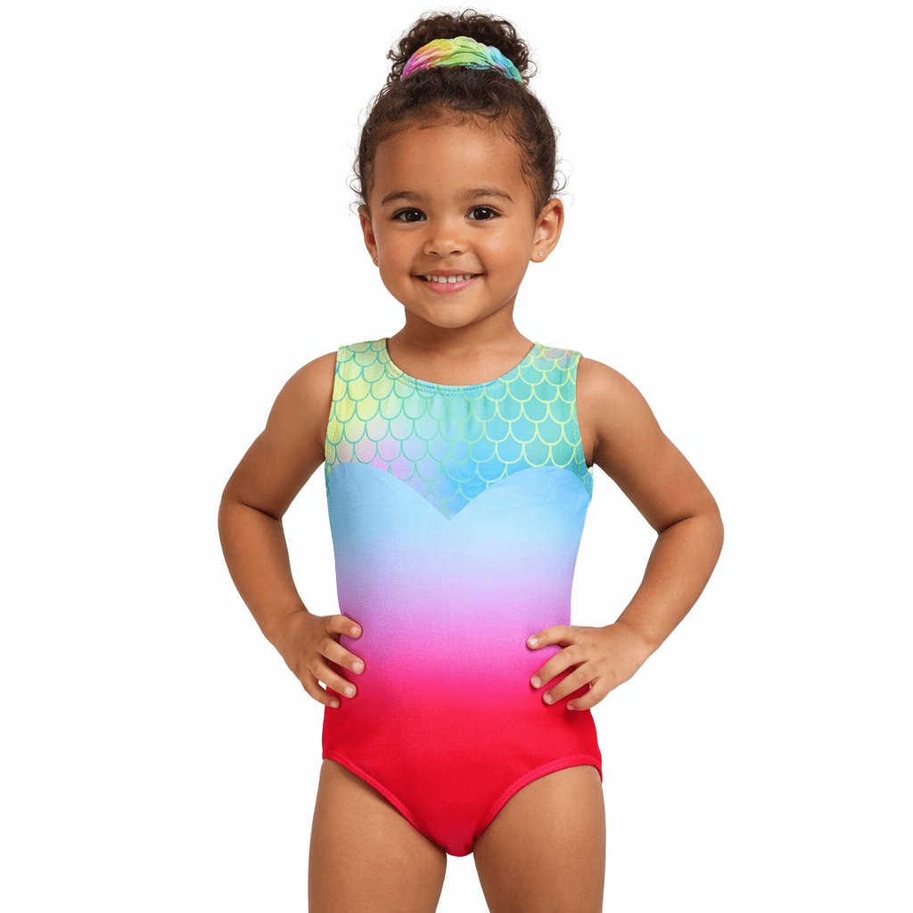 Mermaid girls gymnastics Leotard with scrunchie