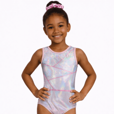 Perfectly Pink Girls Gymnastics leotard with Crystals