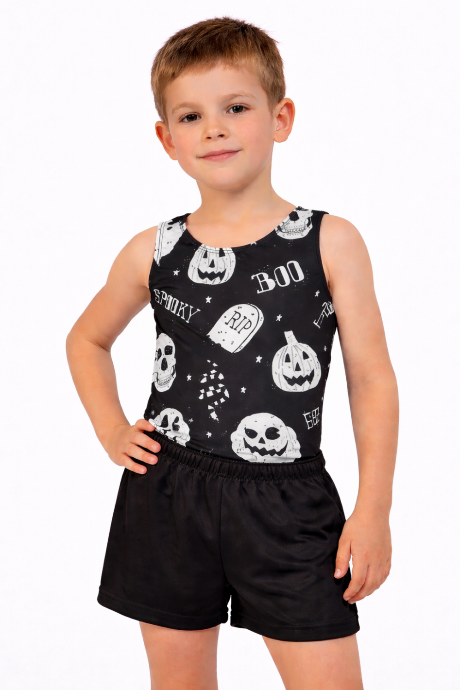 Boo Boys Halloween gymnastics Leotard & shorts - Image 3