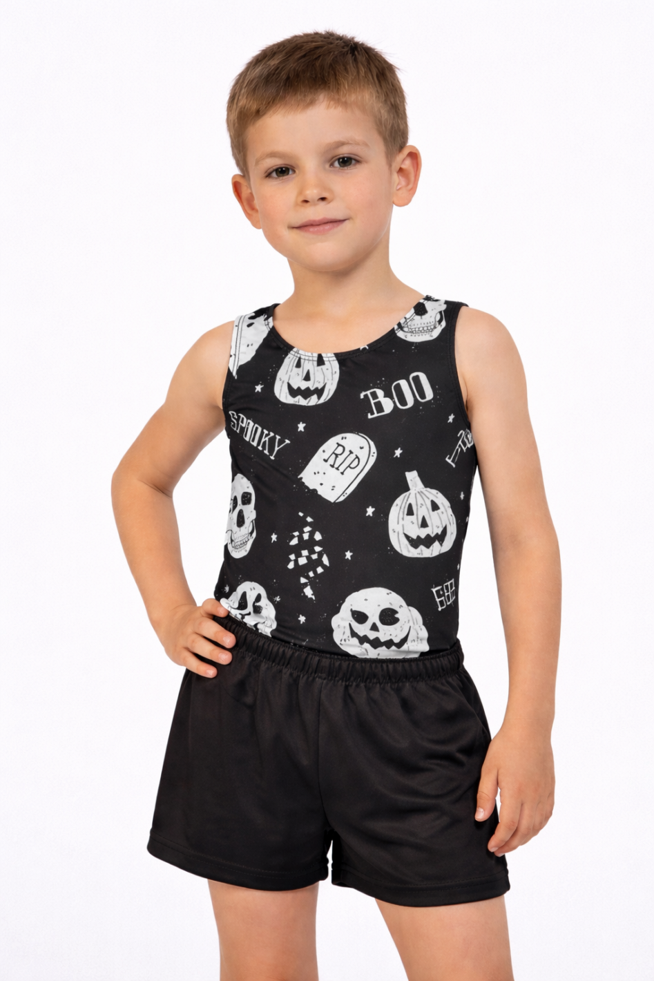 Boo Boys Halloween gymnastics Leotard & shorts - Image 4