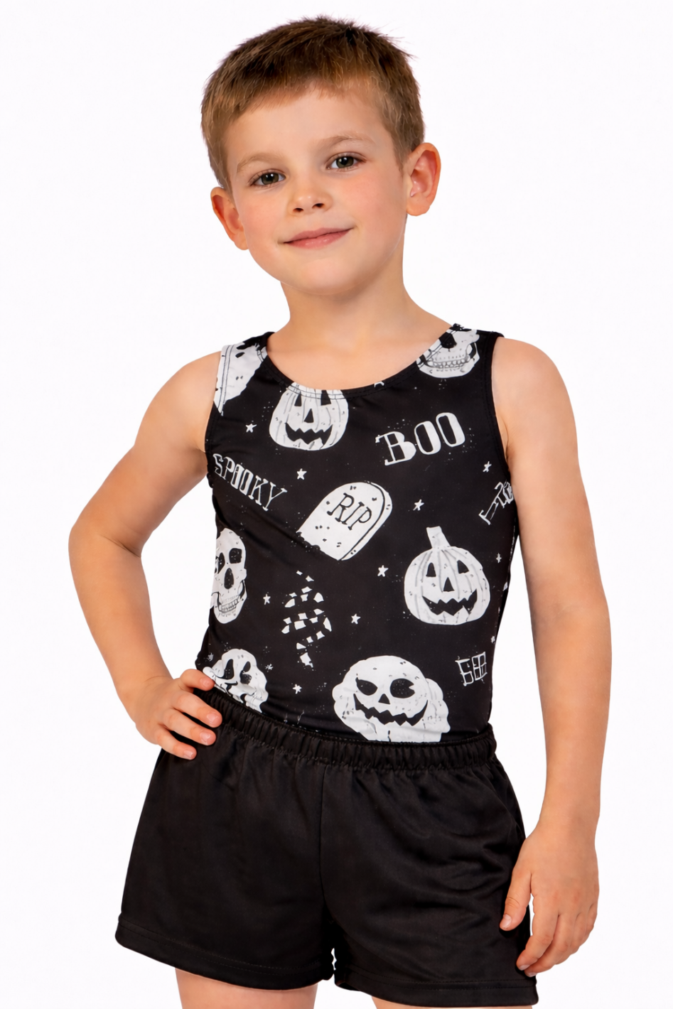 Boo Boys Halloween gymnastics Leotard & shorts - Image 2