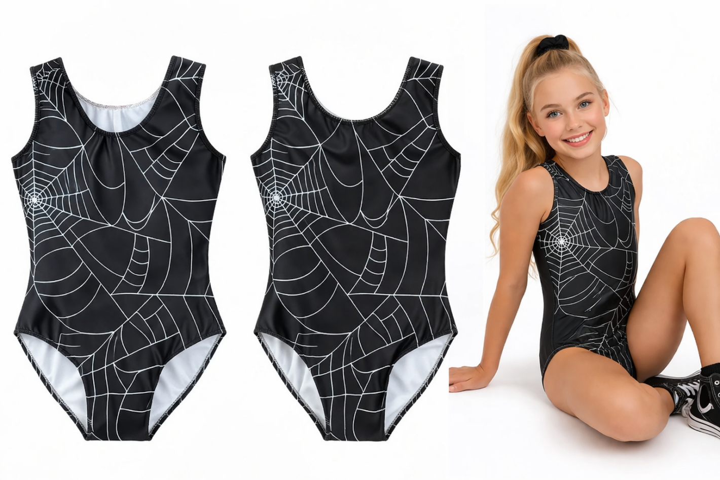 Amelia's Web Girls Spiders Web Halloween Gymnastics Leotard - Image 2