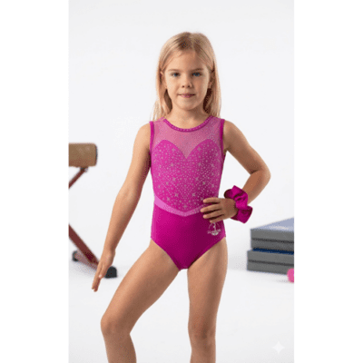 Barbie Pink Fizz Girls Gymnastics leotard with Crystals