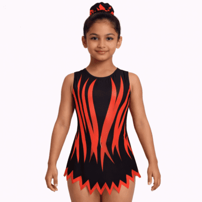 Bambi Red Girls Skirted Gymnastics Acro Competition leotard Rhythmic Aerobics