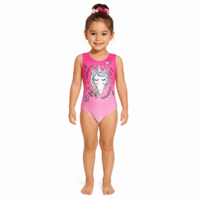 Pink Unicorn girls gymnastics dance leotard
