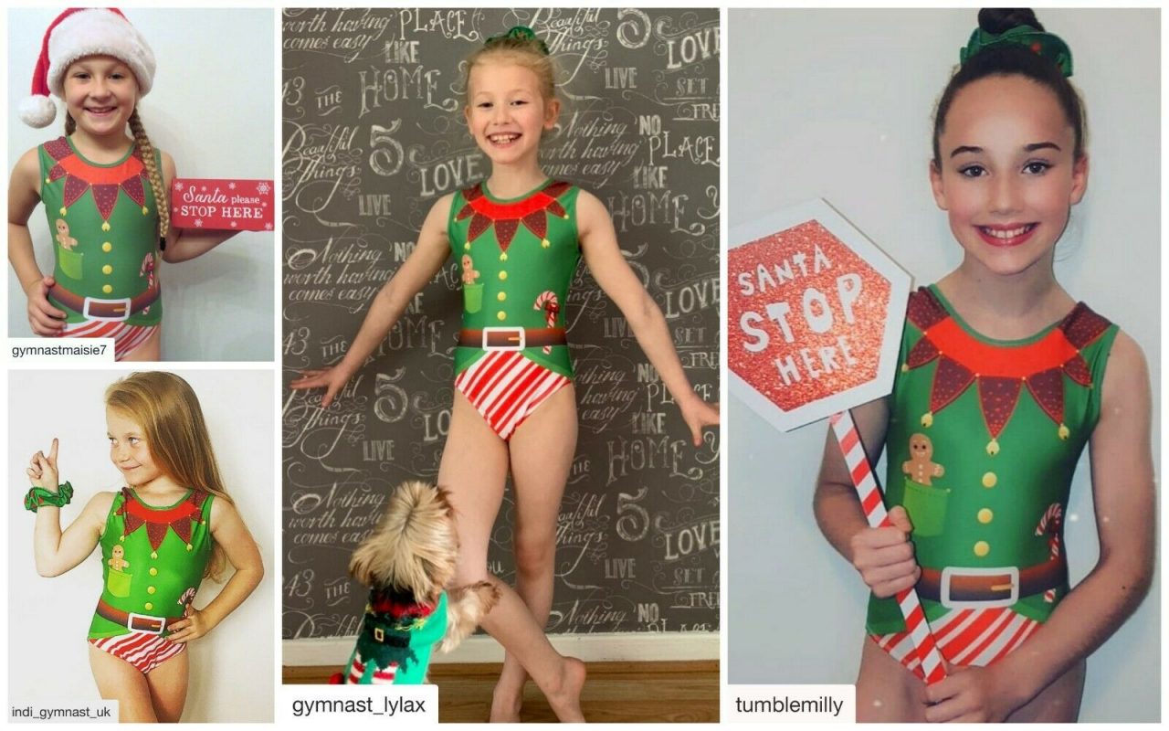 Amazing Elf Christmas leotard Girls Gymnastics Lilachelene Leotards & Skatewear
