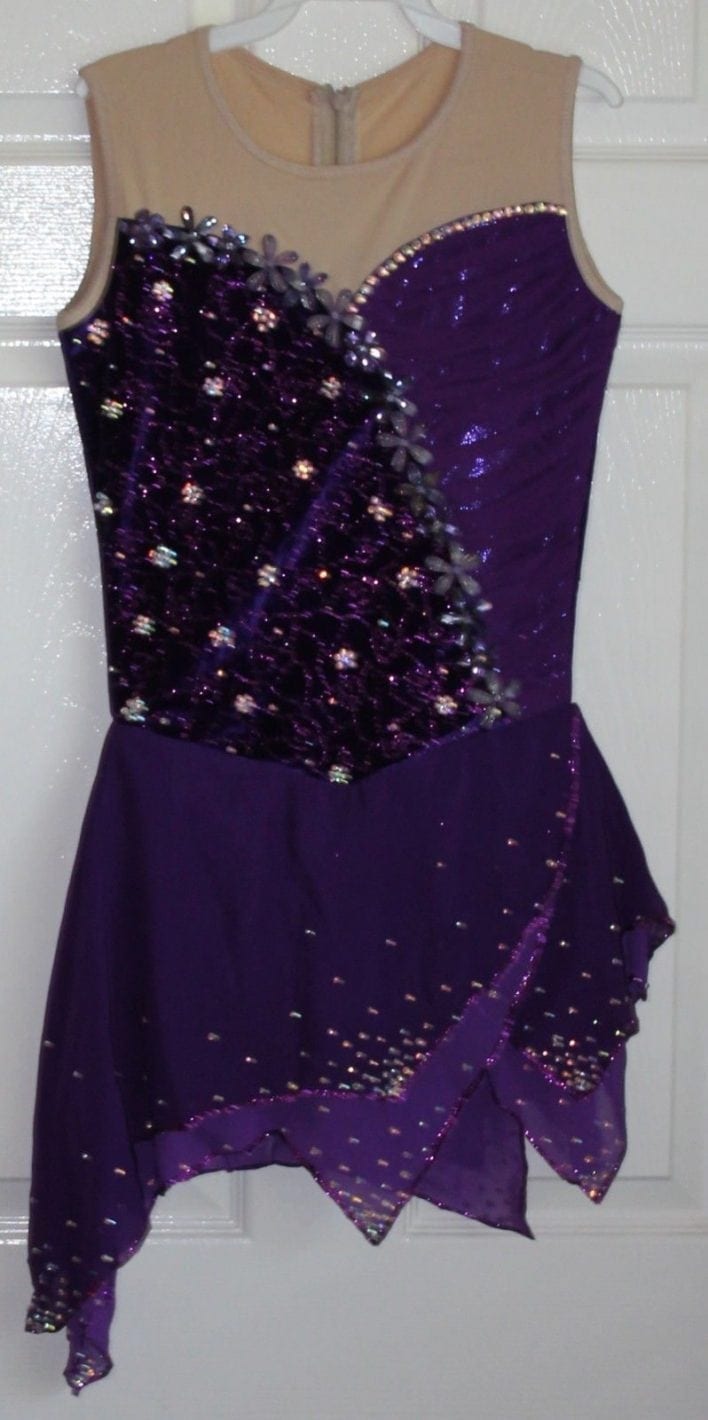 Ice skating dress.Purple Sleeveless Figure Skating Dress/Baton Twirling Costume 