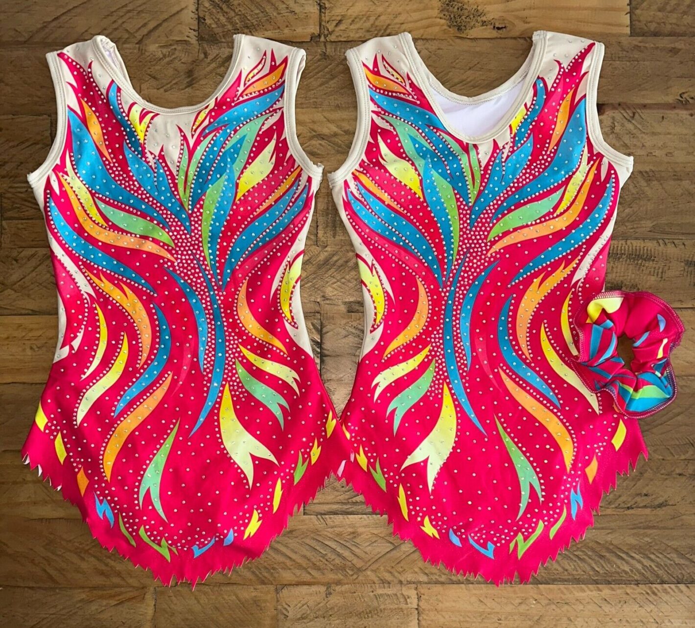 Pink Rainbow Girls Skirted Gymnastics Acro Competition leotard Rhythmic Aerobics - Image 2