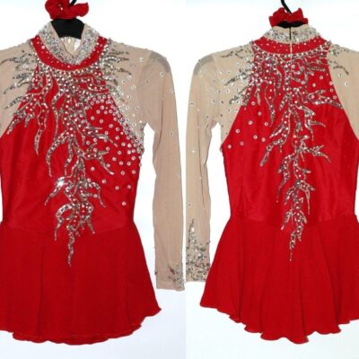 Red skating dress Baton Twirling/Tap Costume Dance leotard - Custom Made