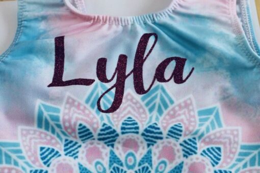 Sioux Girls gymnastics/dance leotard Baby Pink & Blue - Image 4