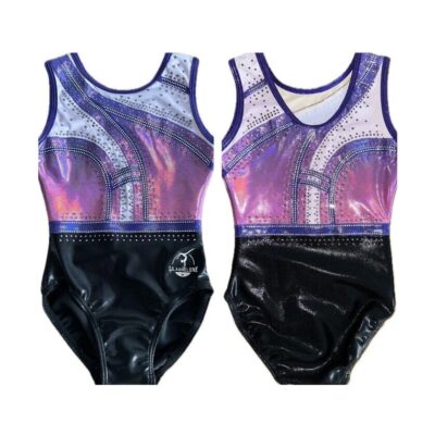 Mila Purple/Black Girls Gymnastics Competition leotard