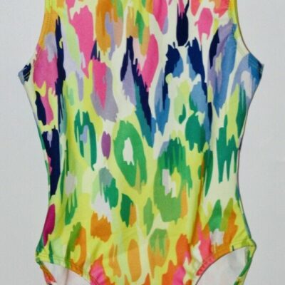 Safari Neon Lycra Girls Gymnastics open-back leotard