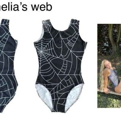 Amelia's Web Girls Spiders Web Halloween Gymnastics Leotard